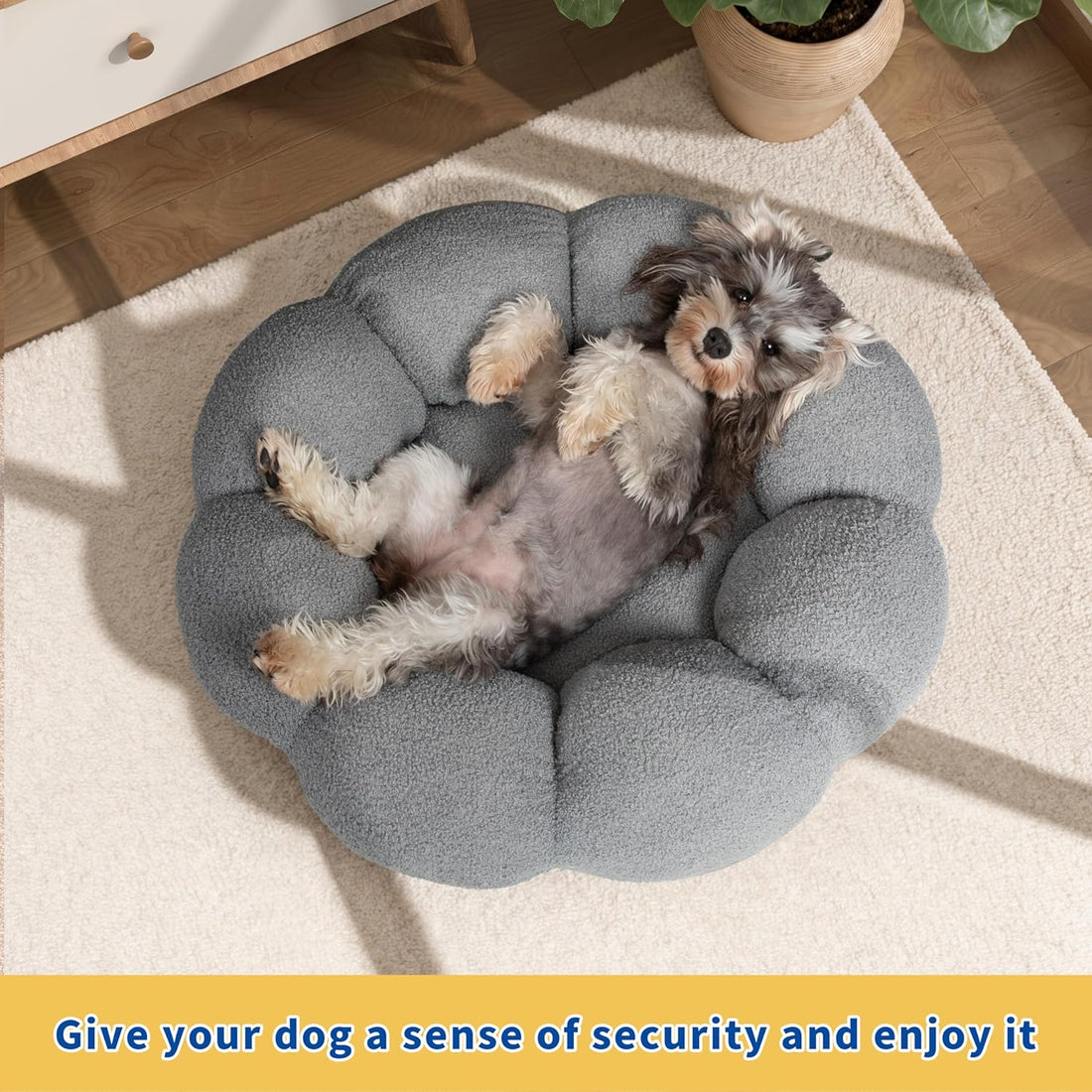 Pet Bed Calming Fluffy Plush Sherpa Donut Nest Sofa