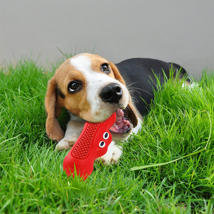 Pet Natural Rubber Rugby Squeaky Chew Teething Toy