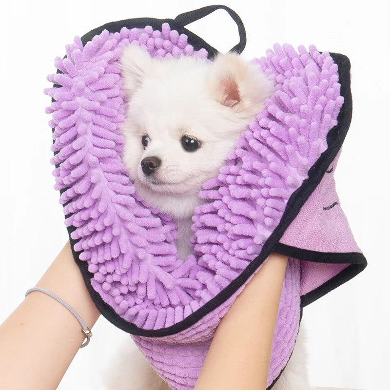Ultra Absorbent Quick Drying Microfiber Pet Bath Towel With Hand Pockets