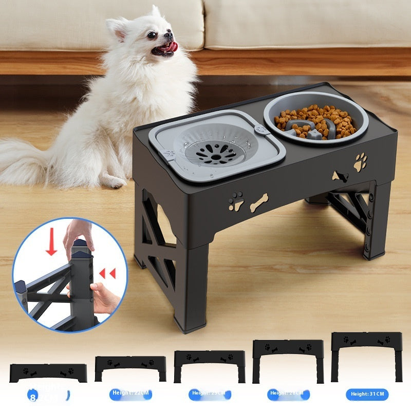 Stainless Steel Pet Double Bowl Elevated Feeding Stand With Lifting Design