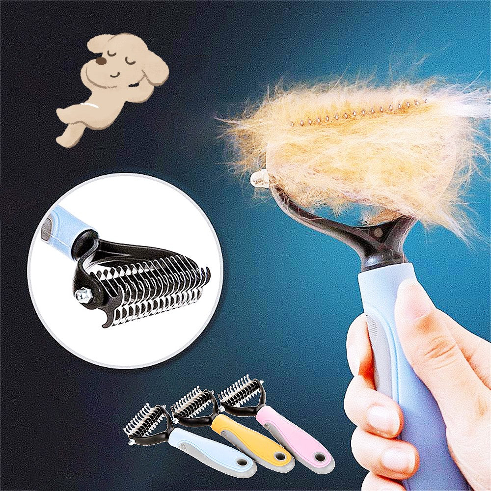 Double Sided Stainless Pet Grooming Brush Hair Removal Dematting Tool