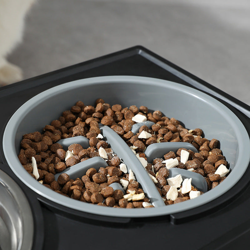 Adjustable Elevated Stainless Steel Anti-Choke Slow Feeding Pet Bowl