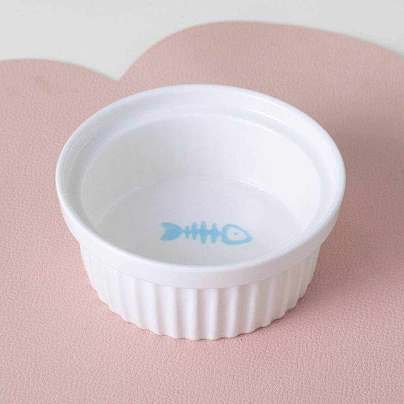Ceramic Double Bowl Elevated Pet Feeding Water Bowl Supplies