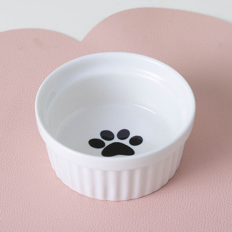 Ceramic Double Bowl Elevated Pet Feeding Water Bowl Supplies