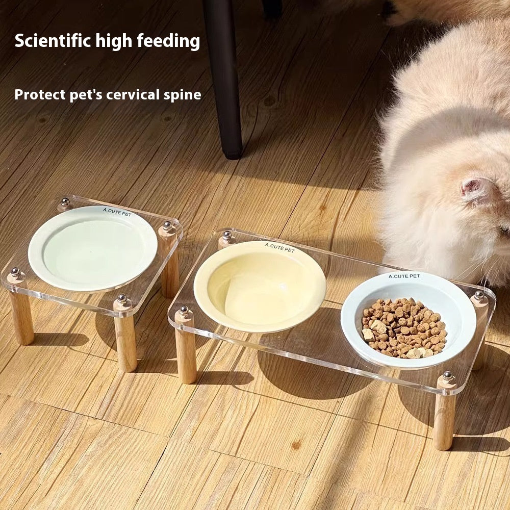 Anti Tumble Elevated Pet Double Bowl Ceramic Feeding Stand