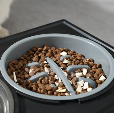 Adjustable Elevated Stainless Steel Anti-Choke Slow Feeding Pet Bowl