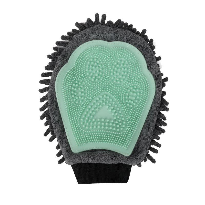 2 In 1 Pet Bathing Grooming Glove Brush Massage And Drying Tool