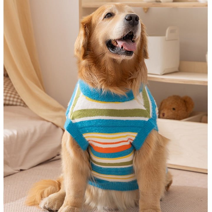 Autumn Winter Striped Sleeveless Pet Sweater Versatile Outfit