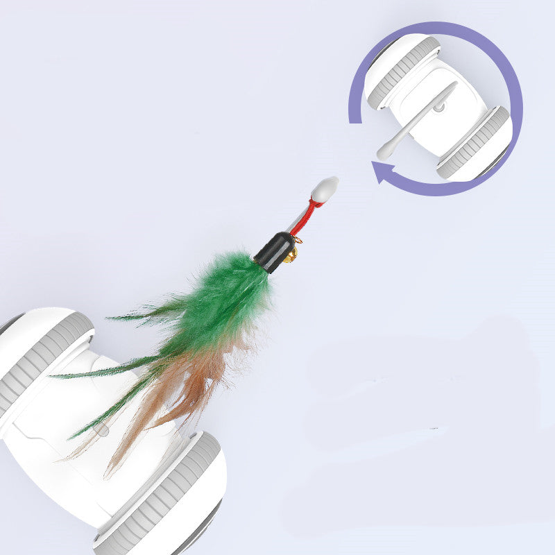 Pet Interactive Feather Toy With Interchangeable Heads