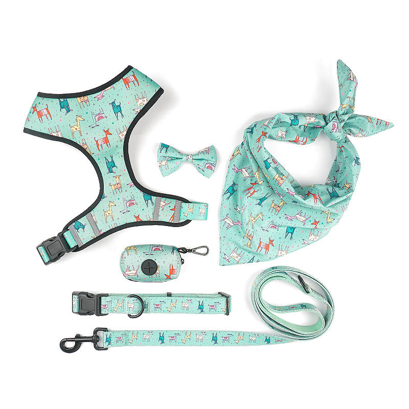 Bow Design Pet Harness With Leash Set