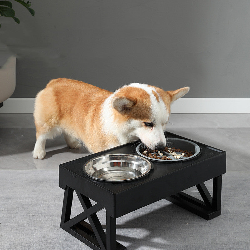 Adjustable Elevated Stainless Steel Anti-Choke Slow Feeding Pet Bowl