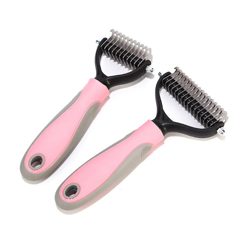 Double Sided Stainless Pet Grooming Brush Hair Removal Dematting Tool
