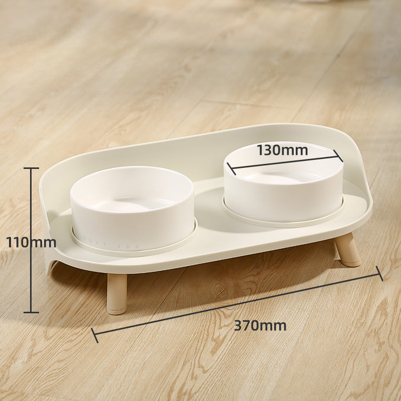 Adjustable Tilted Double Bowl Spill-Proof Pet Feeding Dish Supplies