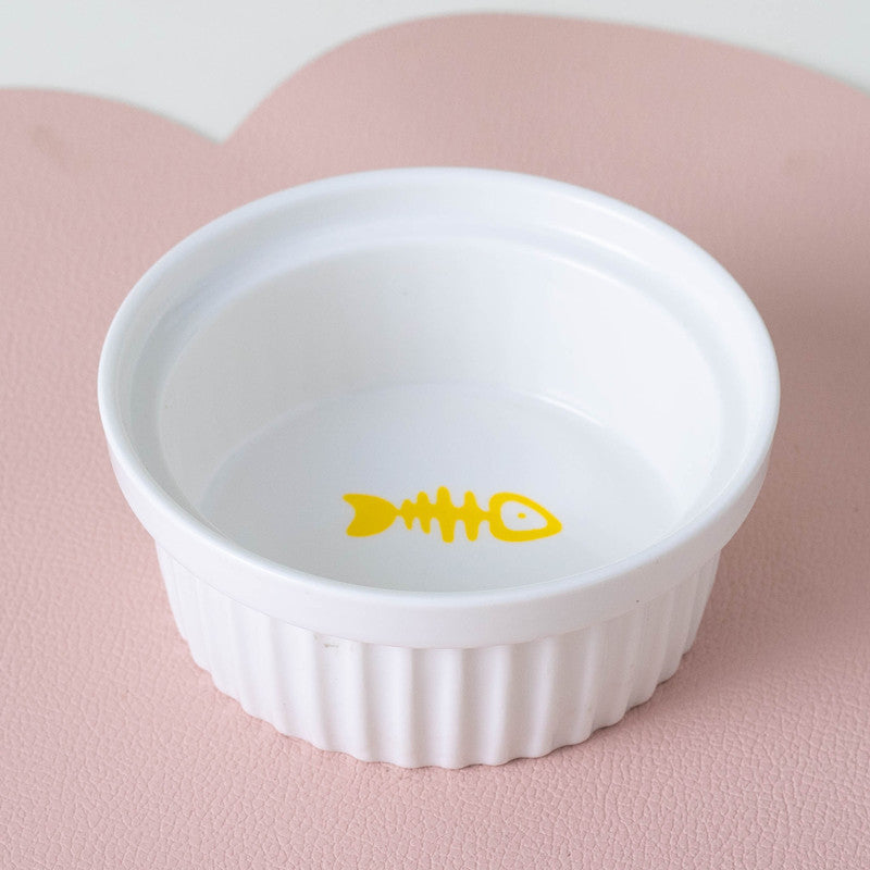 Ceramic Double Bowl Elevated Pet Feeding Water Bowl Supplies