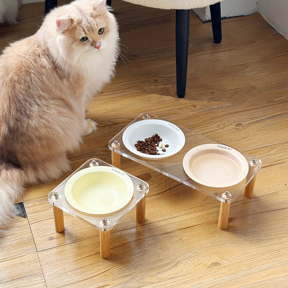 Anti Tumble Elevated Pet Double Bowl Ceramic Feeding Stand