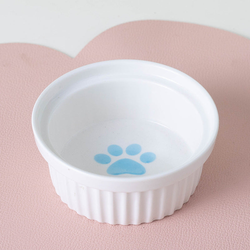 Ceramic Double Bowl Elevated Pet Feeding Water Bowl Supplies