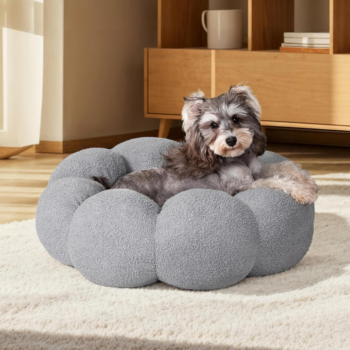 Pet Bed Calming Fluffy Plush Sherpa Donut Nest Sofa