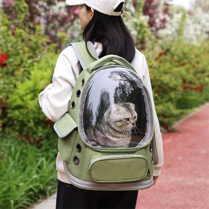 Portable Transparent Pet Backpack Capsule Style Travel Carrier Bag