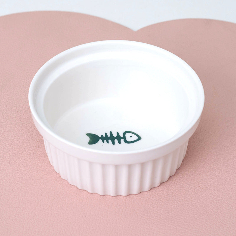 Ceramic Double Bowl Elevated Pet Feeding Water Bowl Supplies
