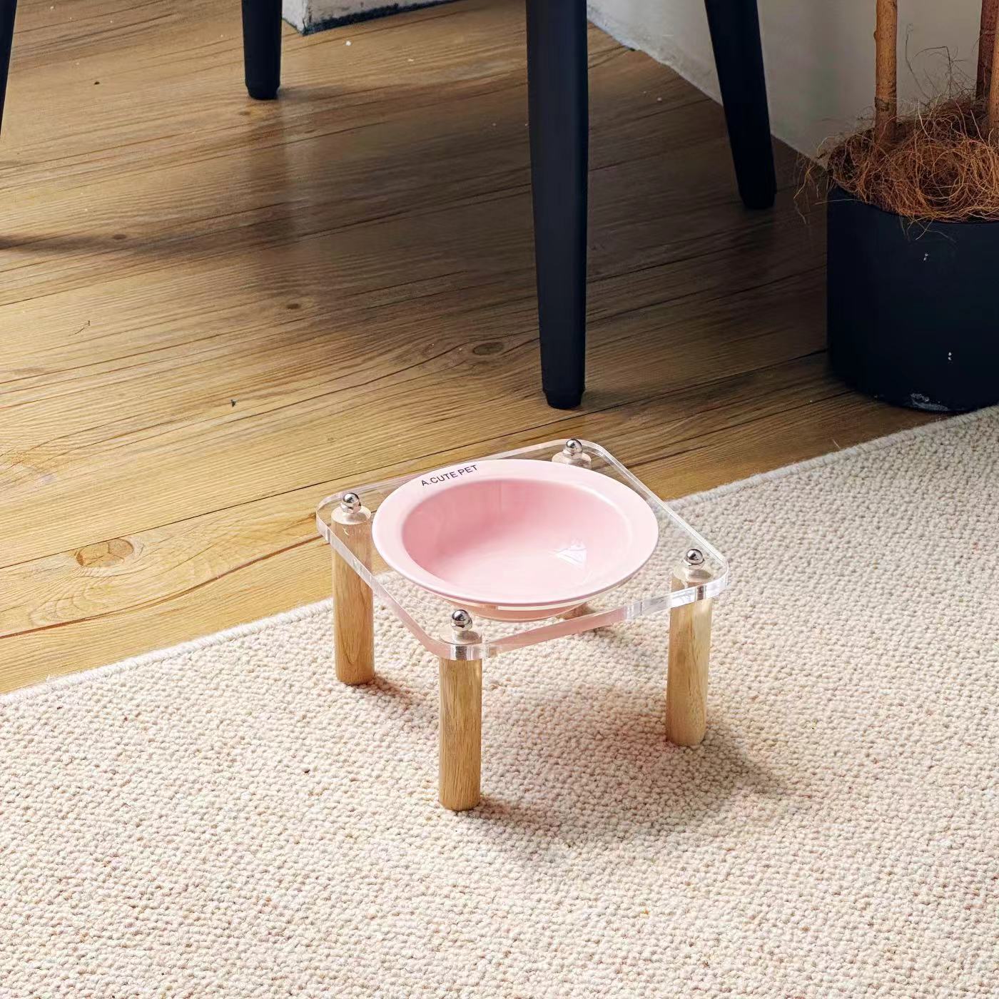 Anti Tumble Elevated Pet Double Bowl Ceramic Feeding Stand