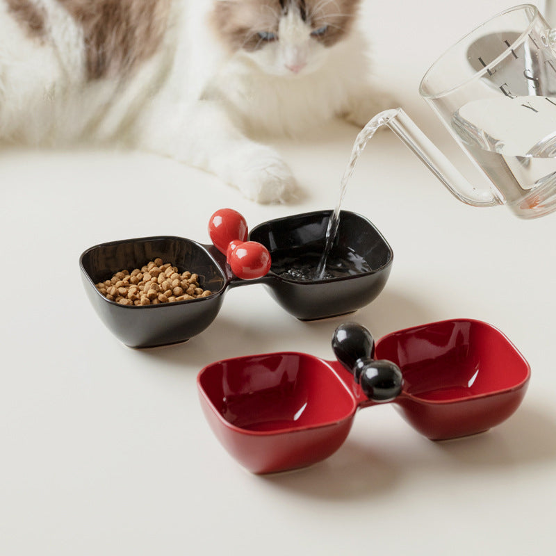 Ceramic Pet Food And Water Bowl Set Dual Use