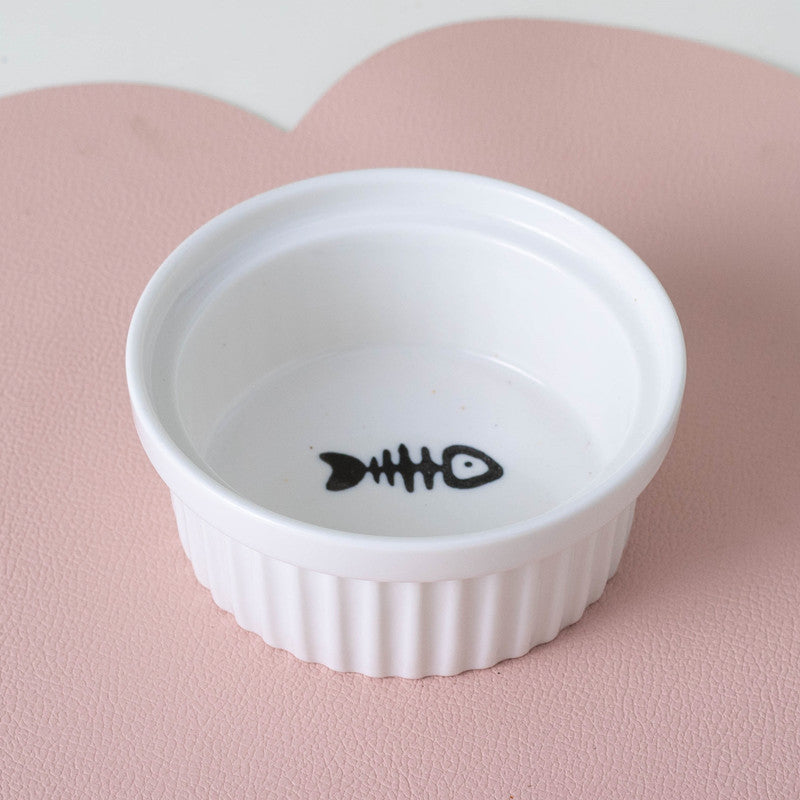 Ceramic Double Bowl Elevated Pet Feeding Water Bowl Supplies