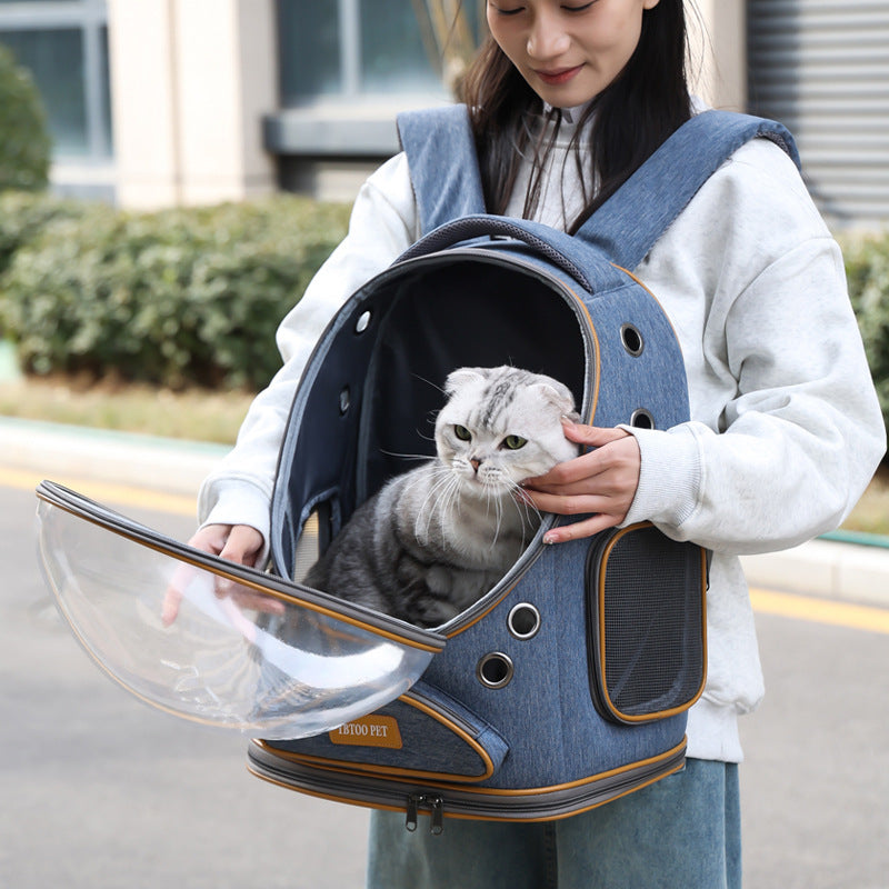 Large Capacity Transparent Pet Backpack Portable Travel Carrier Bag