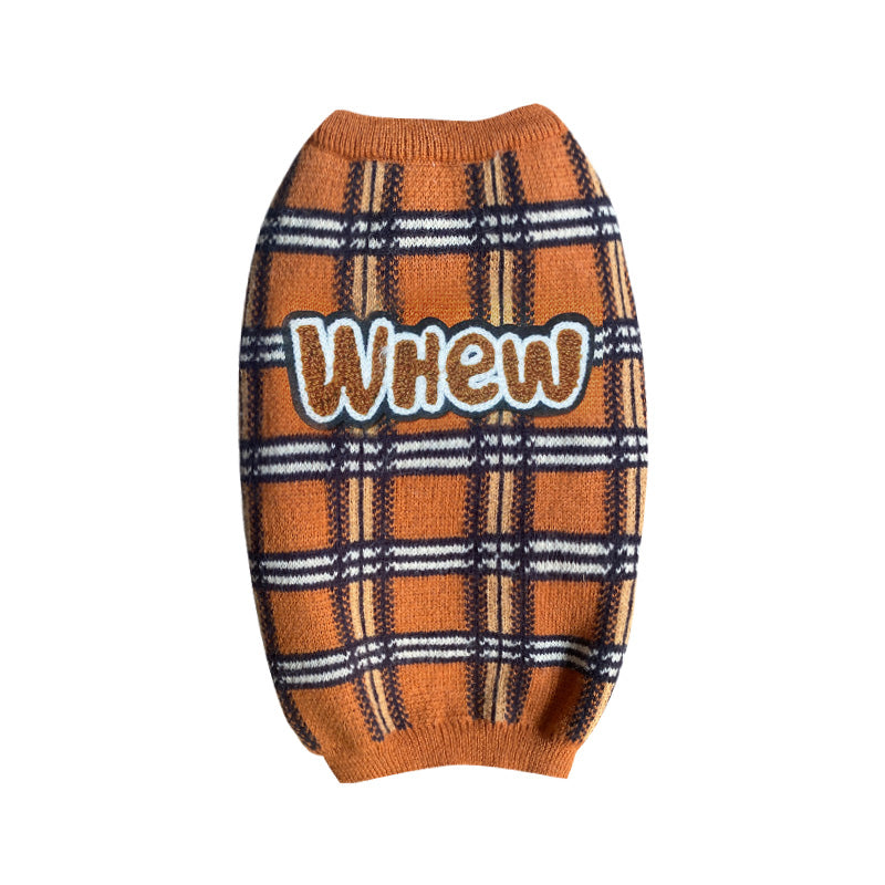 Vintage Plaid Pet Sweater Comfortable Clothing Outfit