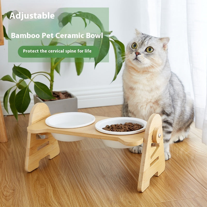 Angled Pet Drinking Bowl Cervical Spine Protection Feeding Design