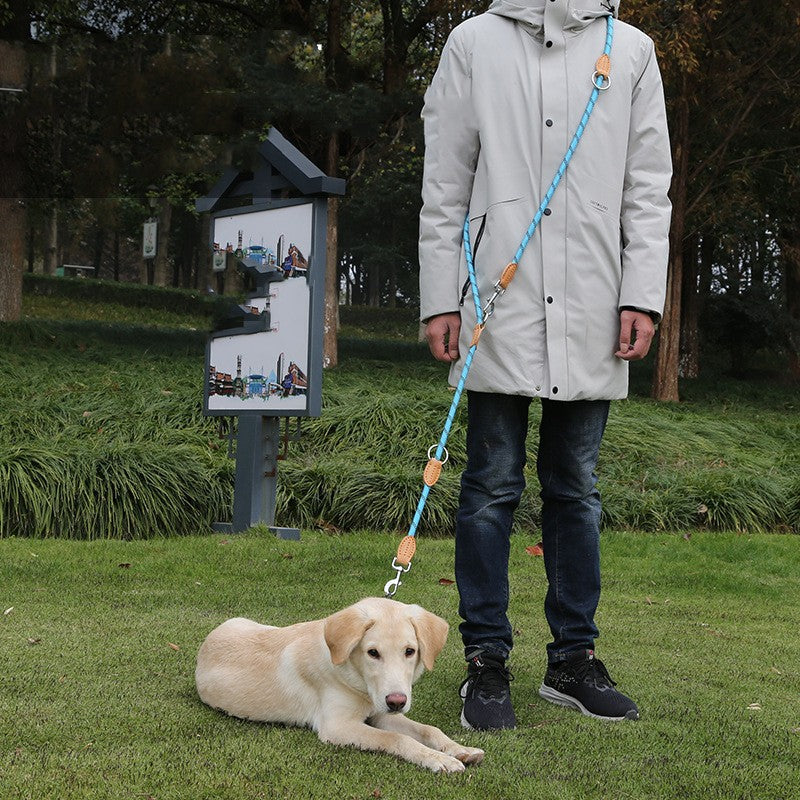 Multifunctional Hook Chain Leather Pet Training Leash