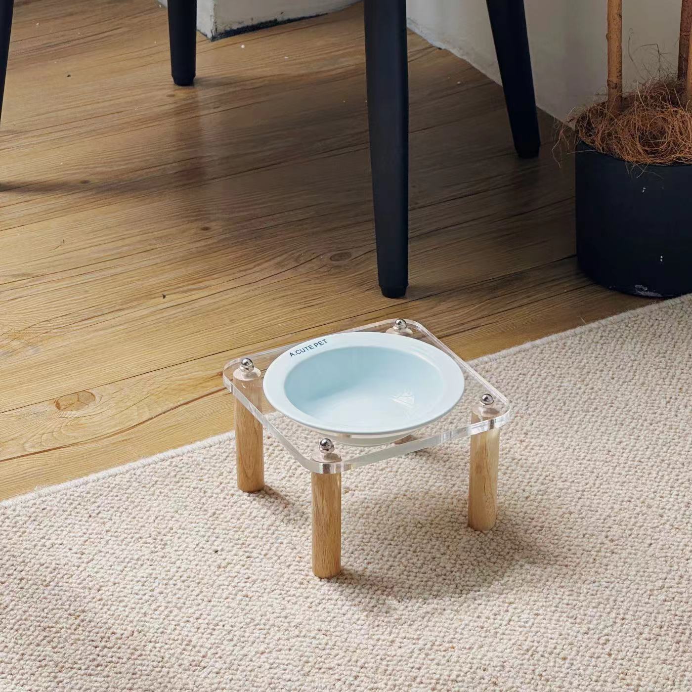 Anti Tumble Elevated Pet Double Bowl Ceramic Feeding Stand