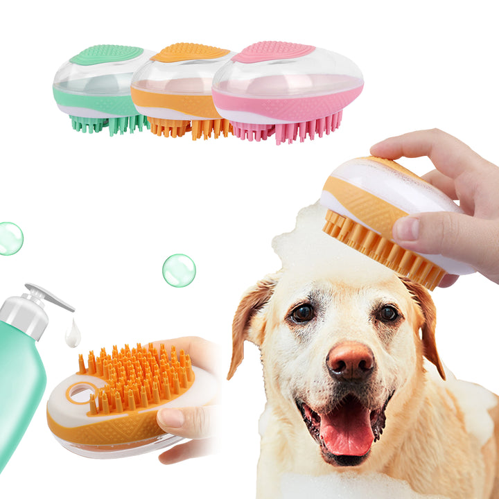 2 In 1 Silicone Pet Bath Brush Massage Grooming Shower Comb Tool