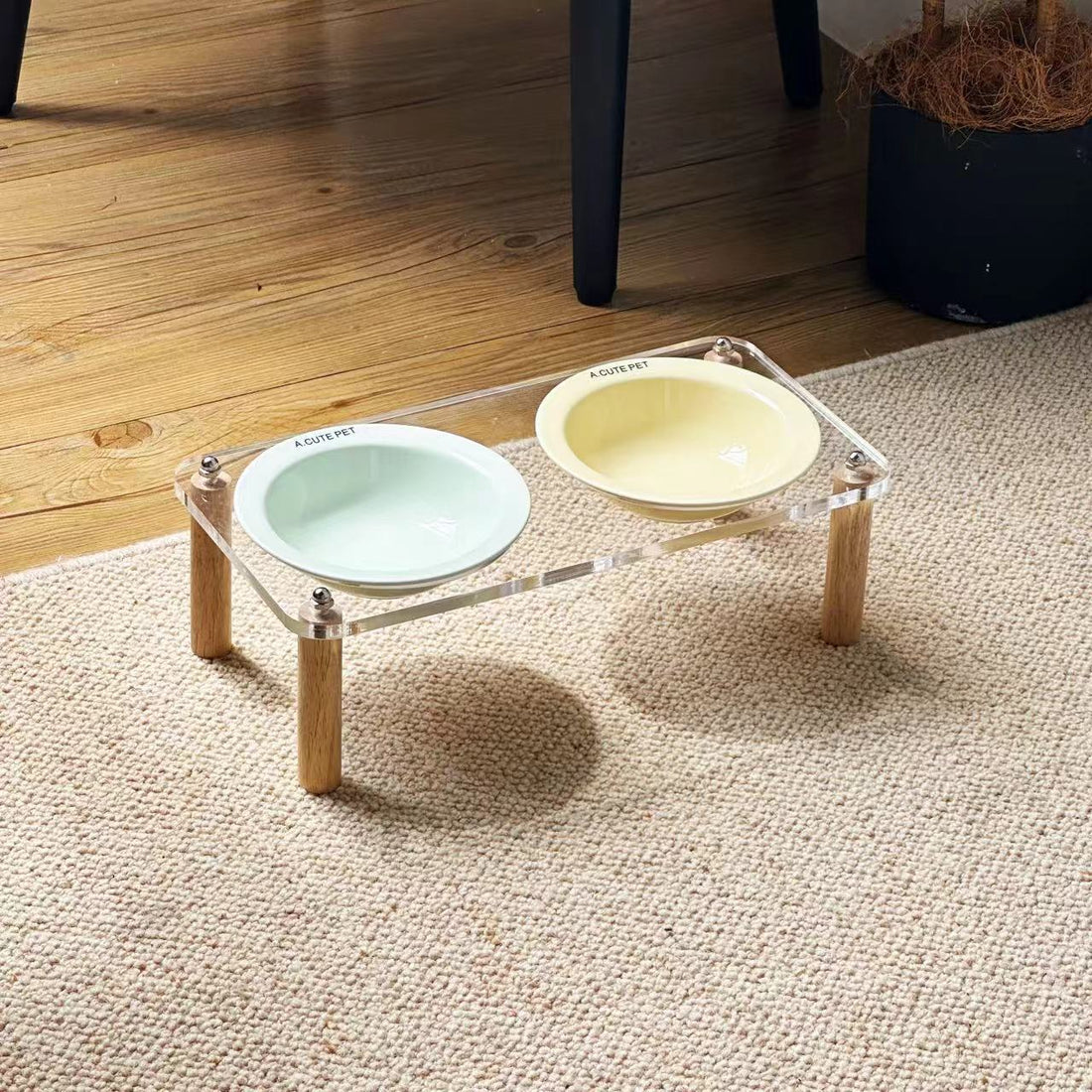 Anti Tumble Elevated Pet Double Bowl Ceramic Feeding Stand