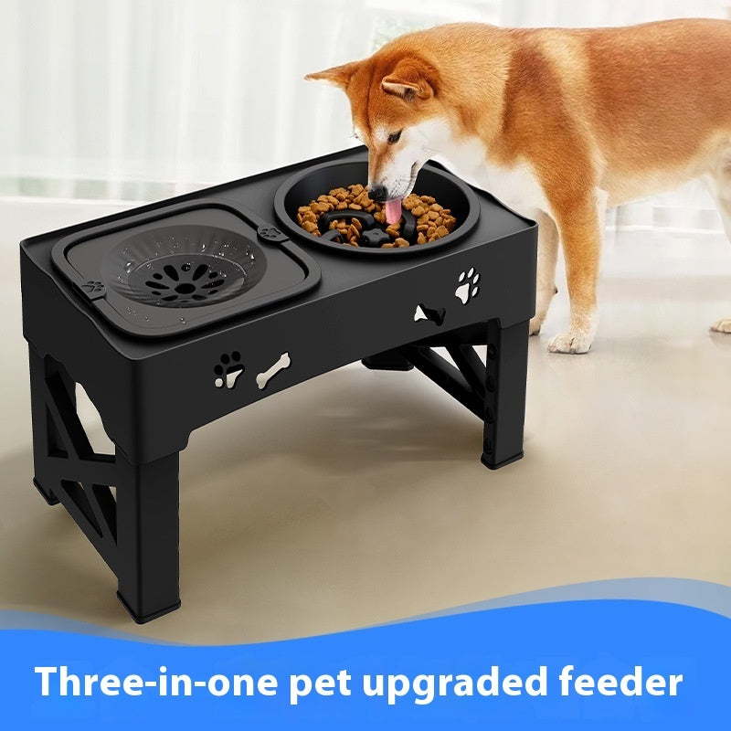 Stainless Steel Pet Double Bowl Elevated Feeding Stand With Lifting Design