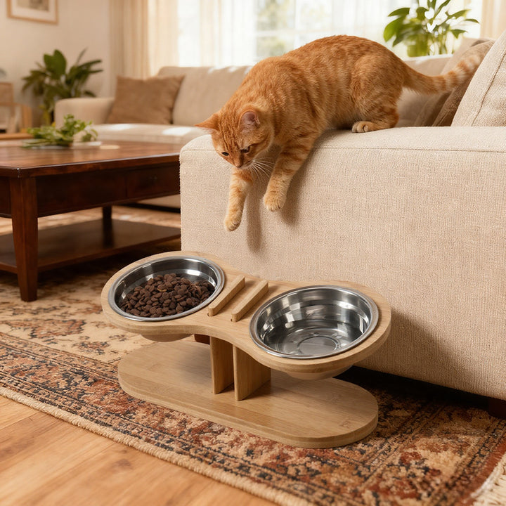 Adjustable Tilted Pet Feeding Stand With Bowl Ergonomic Design