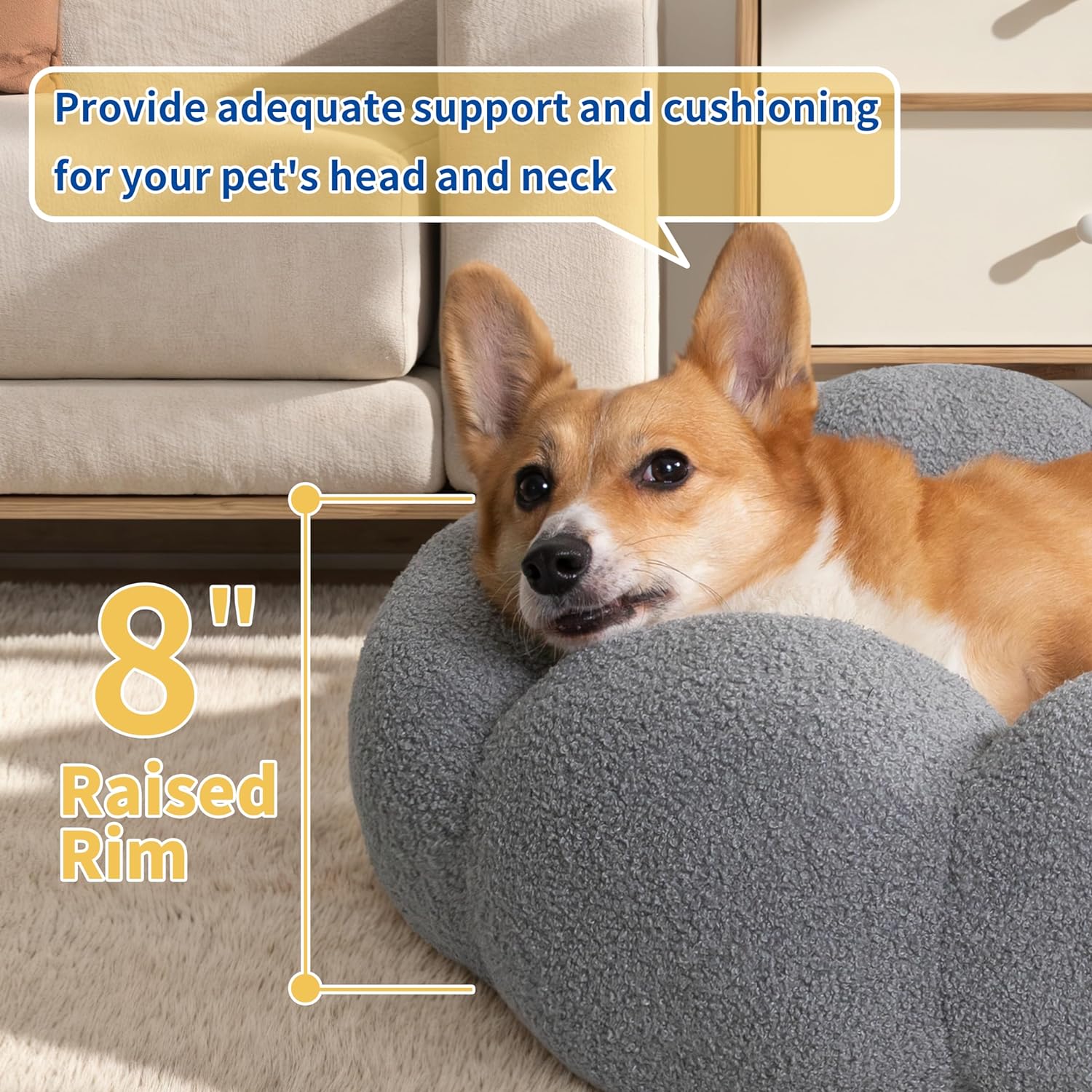 Pet Bed Calming Fluffy Plush Sherpa Donut Nest Sofa