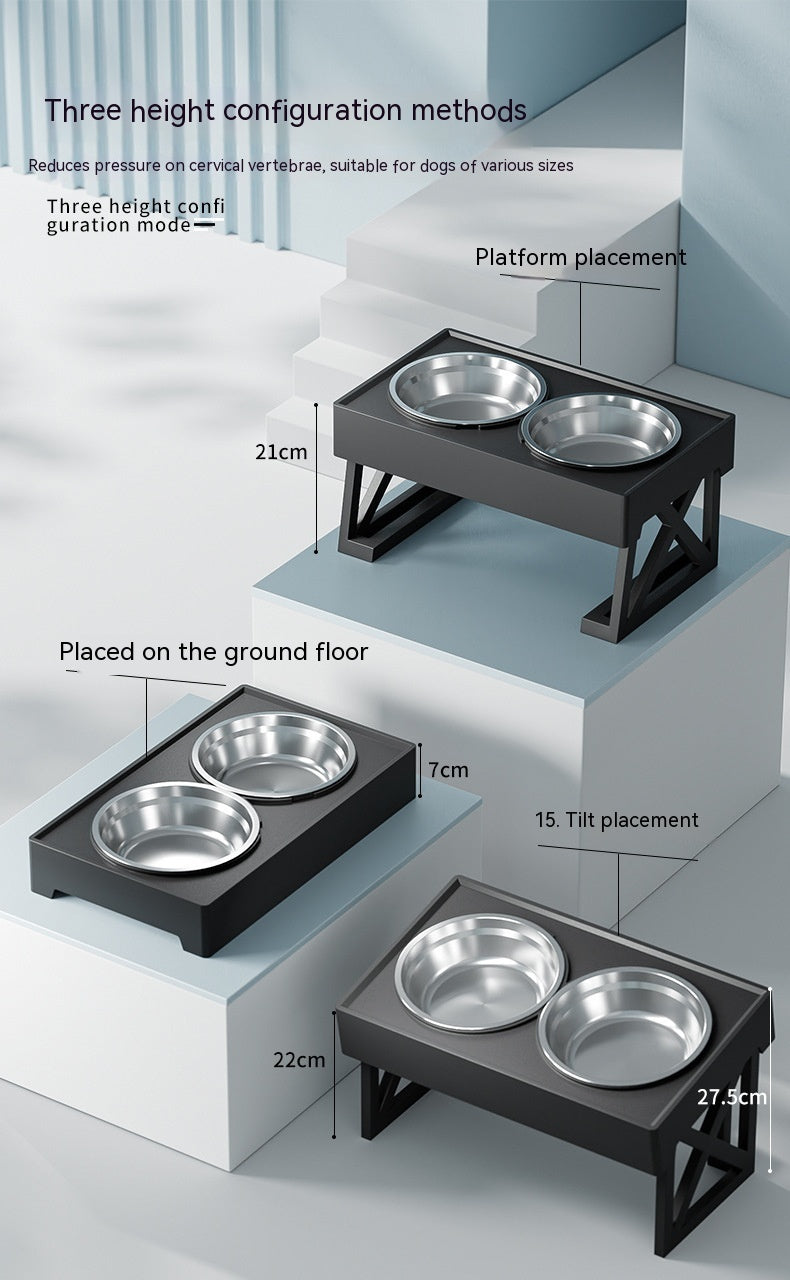 Adjustable Elevated Stainless Steel Anti-Choke Slow Feeding Pet Bowl
