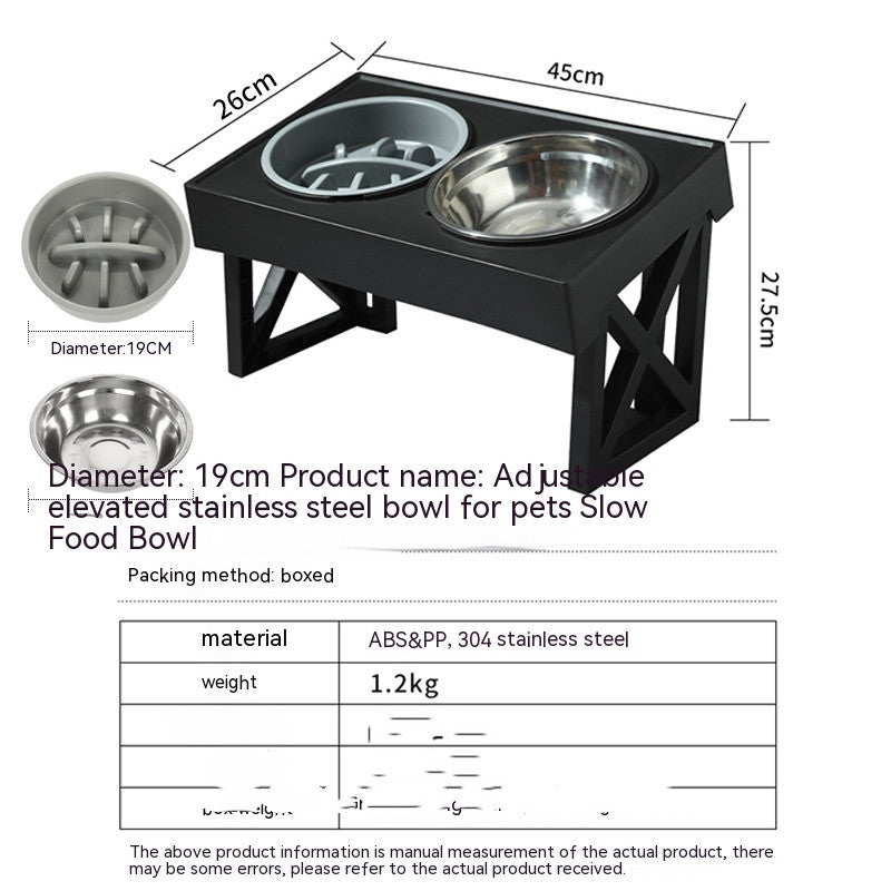 Adjustable Elevated Stainless Steel Anti-Choke Slow Feeding Pet Bowl