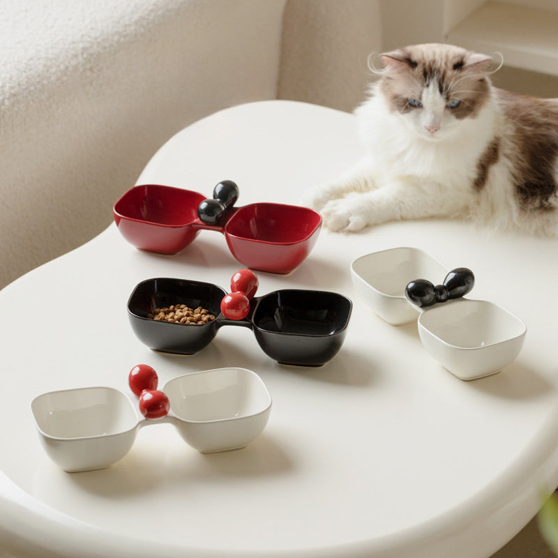 Ceramic Pet Food And Water Bowl Set Dual Use