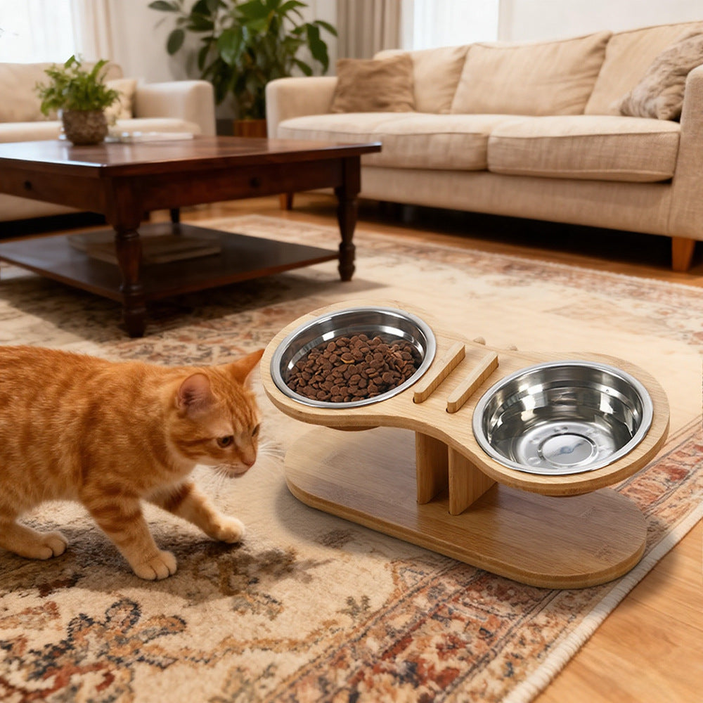 Adjustable Tilted Pet Feeding Stand With Bowl Ergonomic Design