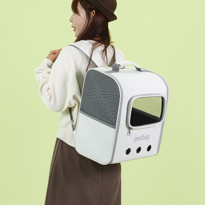Large Capacity Portable Pet Backpack With Transparent Window Carrier Bag