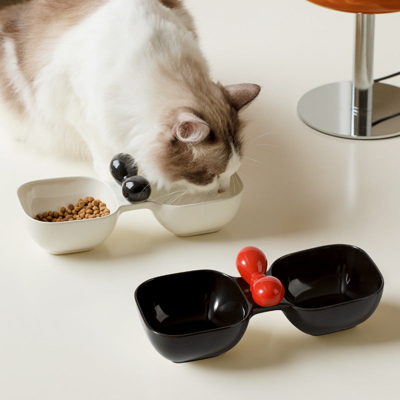 Ceramic Pet Food And Water Bowl Set Dual Use
