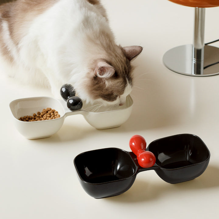 Ceramic Pet Food And Water Bowl Set Dual Use