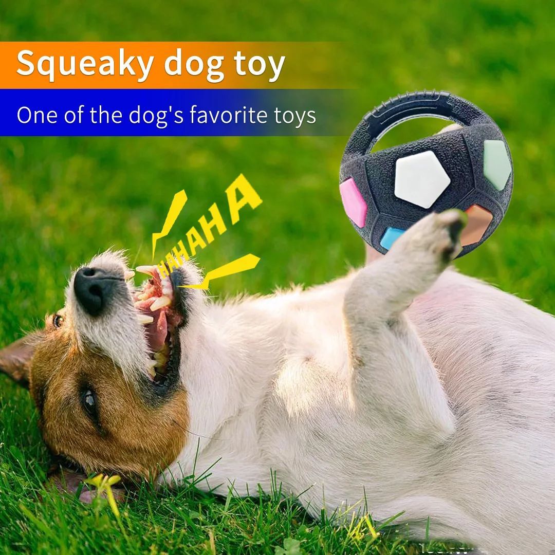 Pet Football Tennis Ball Shaped Durable Squeaky Training Toy