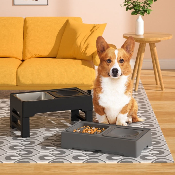 Adjustable Height Double Stainless Stand Pet Feeding Bowl