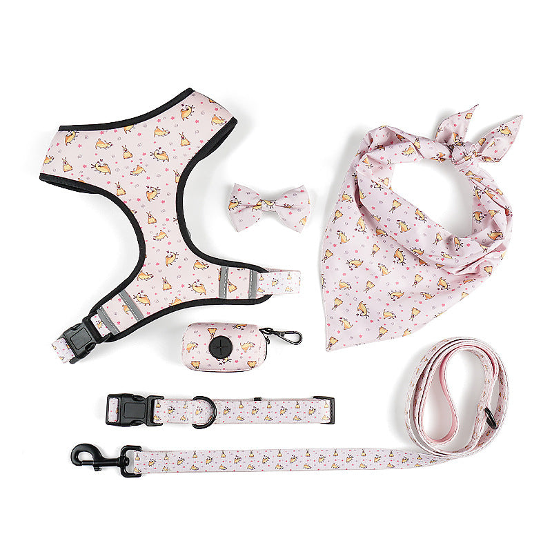 Bow Design Pet Harness With Leash Set